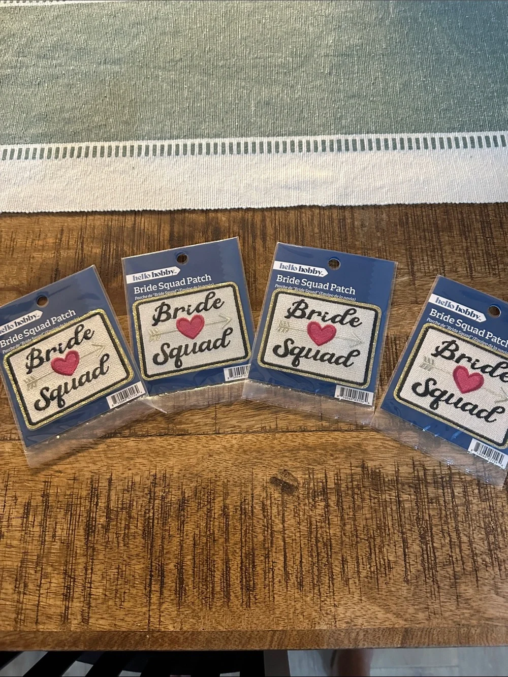 Bride Squad Embroidered Patch with Pink Heart (Set of 4)